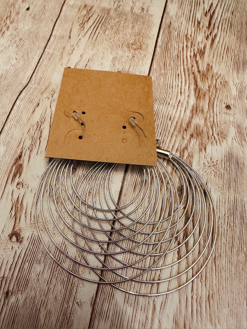 Plunder Silver Layered Multi-Hoop Drop Earrings - Picture 4 of 4